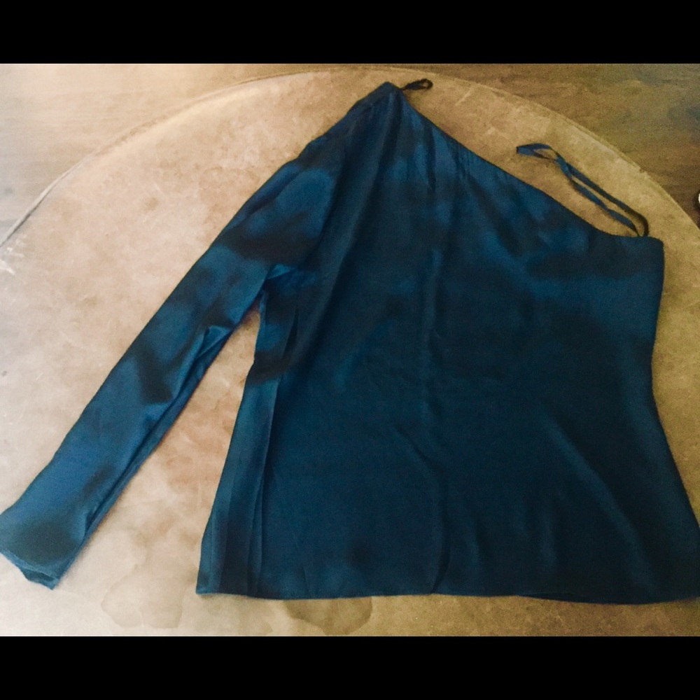 Drew Black Olga Satin One Shoulder Top New Medium